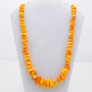 Honey Golden Polished Amber Large Nugget Necklace